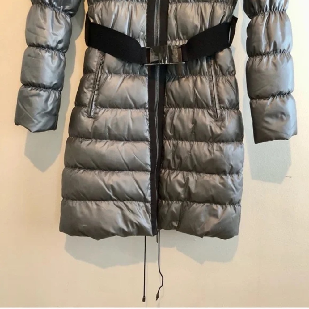 Vero Moda Iman 3/4 Puffer Thick Comfy Belted Hooded Winter Jacket Coat Grey - Picture 4 of 15